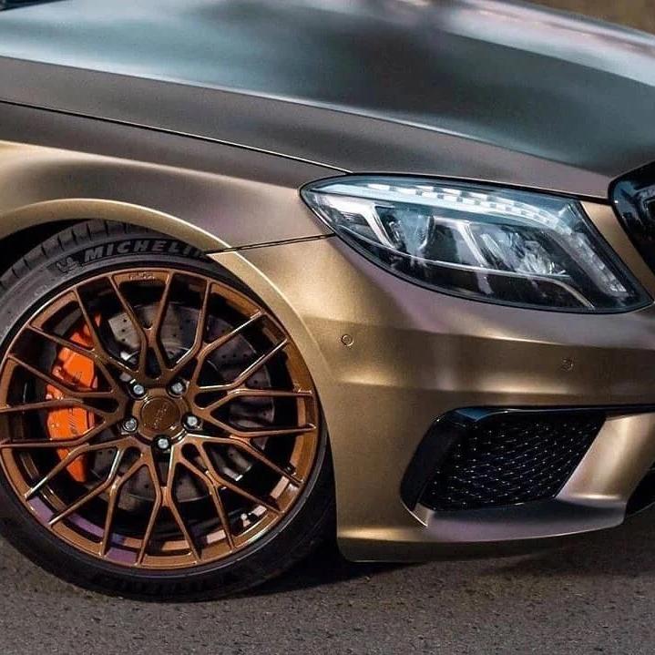 Satin Chrome Gold Brown Car Vinyl Wrap