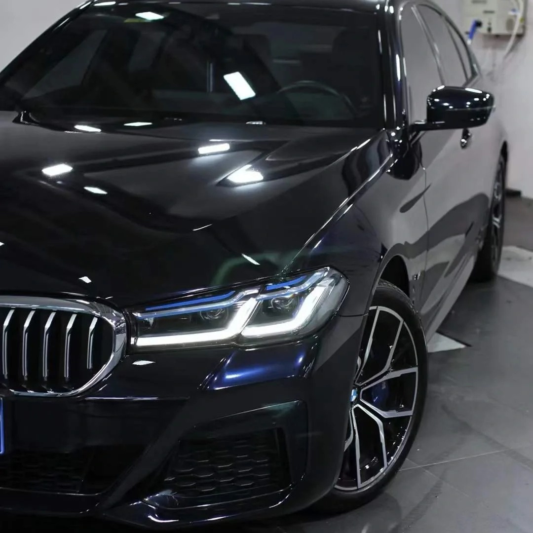 Glossy Metallic Glitter Black Blue Vinyl Wrap