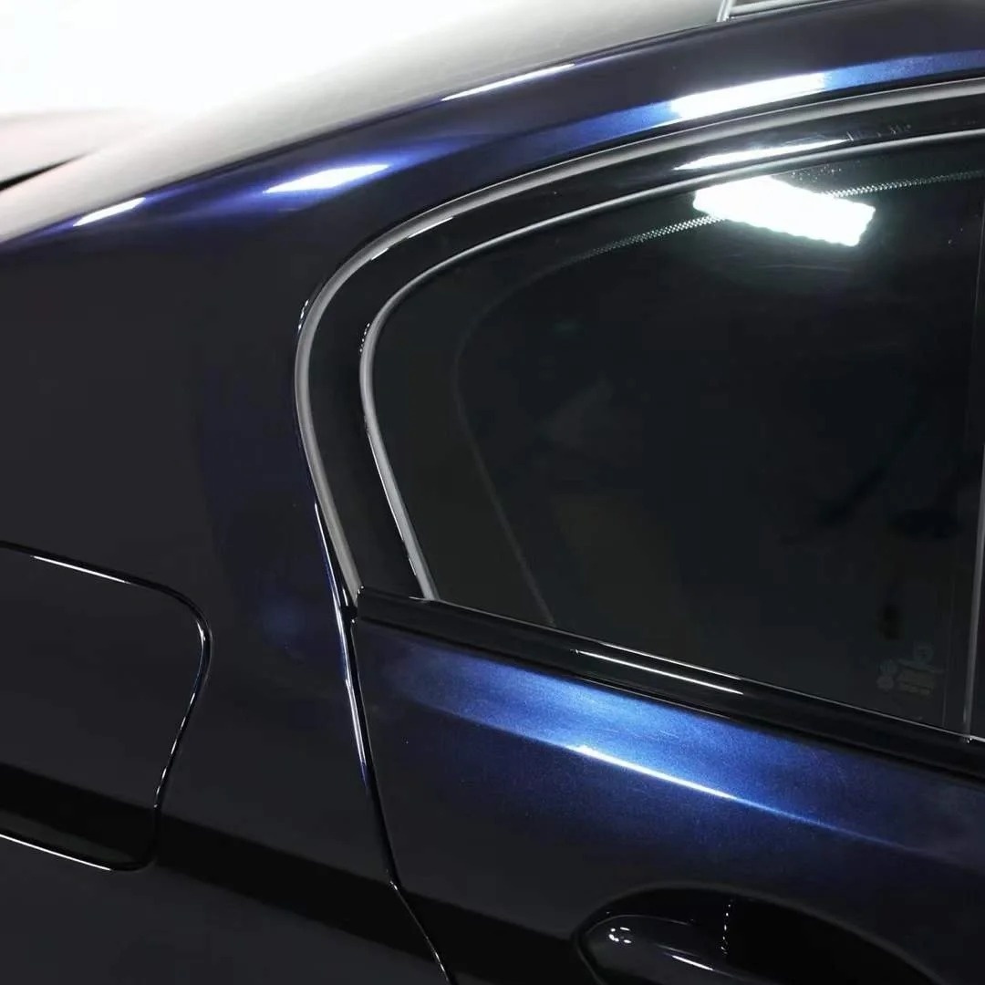 Glossy Metallic Glitter Black Blue Vinyl Wrap