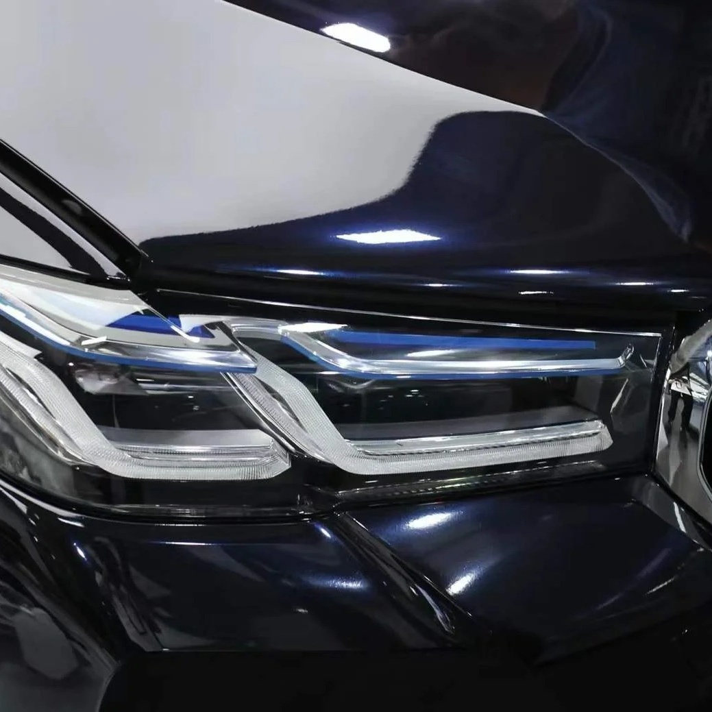 Glossy Metallic Glitter Black Blue Vinyl Wrap