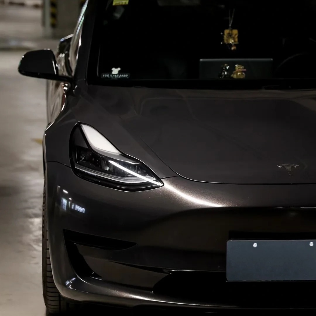 Gloss Metallic Diamond Graphite Grey Car Vinyl Wrap BMW PET 