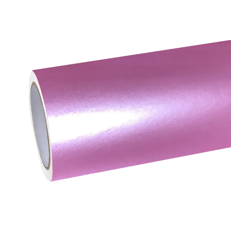 Glossy Metallic Shell Pink Car Vinyl Wrap PET