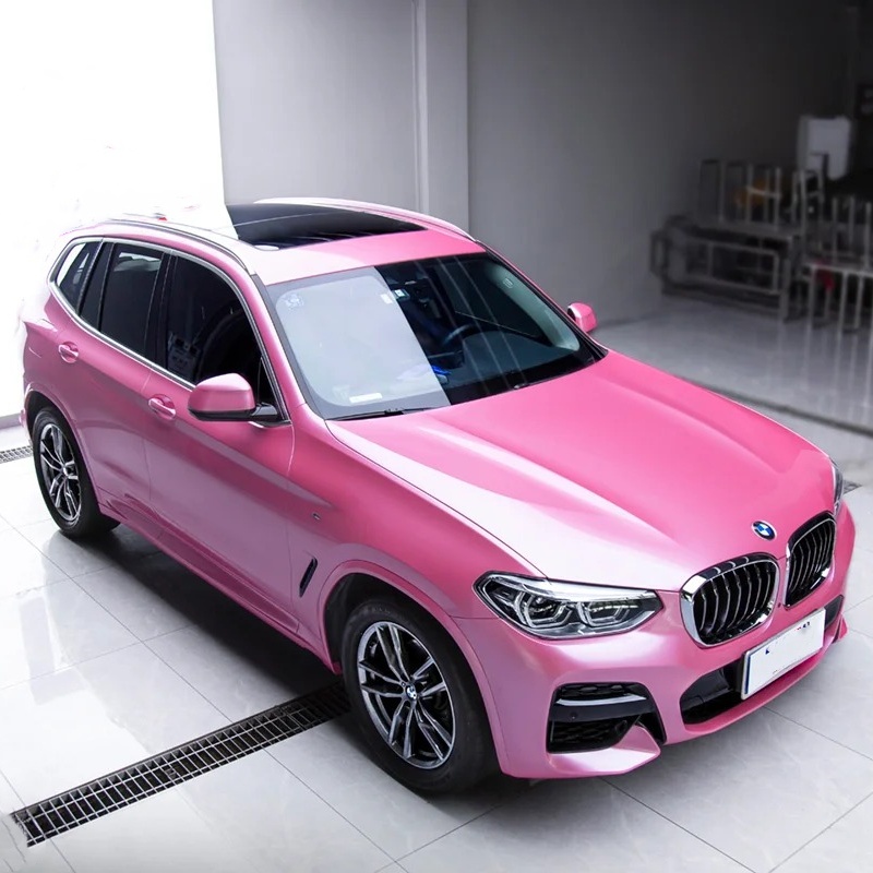 Glossy Metallic Shell Pink Car Vinyl Wrap