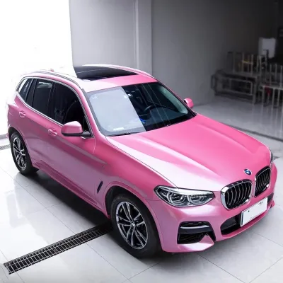 Gloss Metallic Shell Pink Car Vinyl Wrap 02