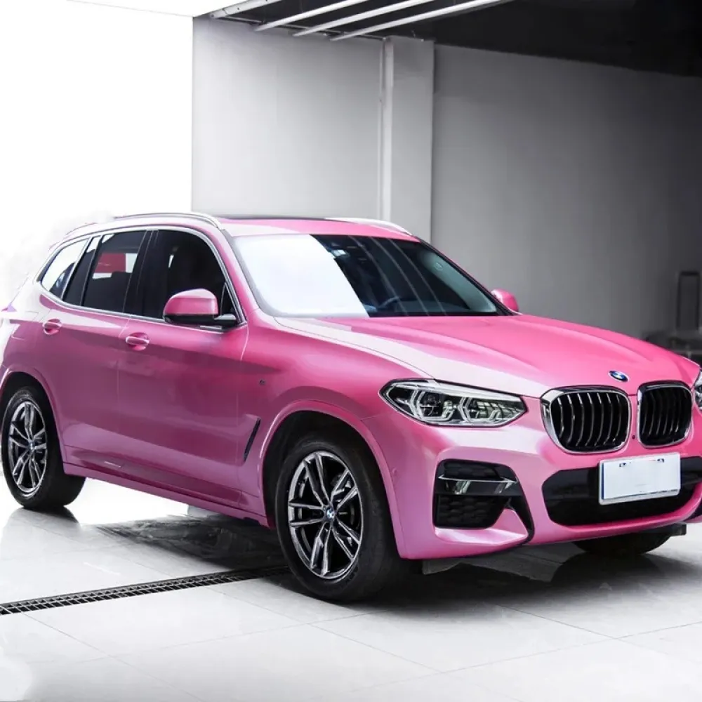 Glossy Metallic Shell Pink Car Vinyl Wrap PET