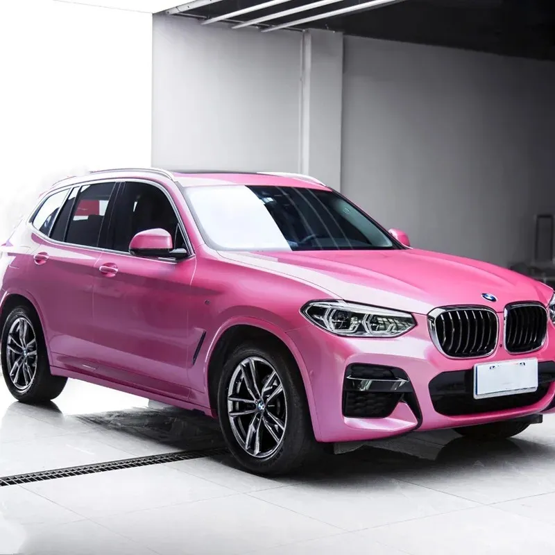 Glossy Metallic Shell Pink Car Vinyl Wrap PET