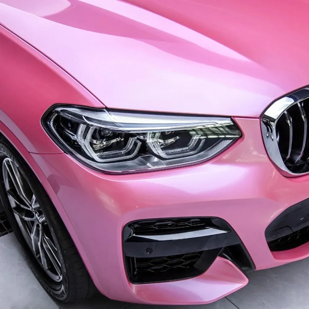 Glossy Metallic Shell Pink Car Vinyl Wrap PET
