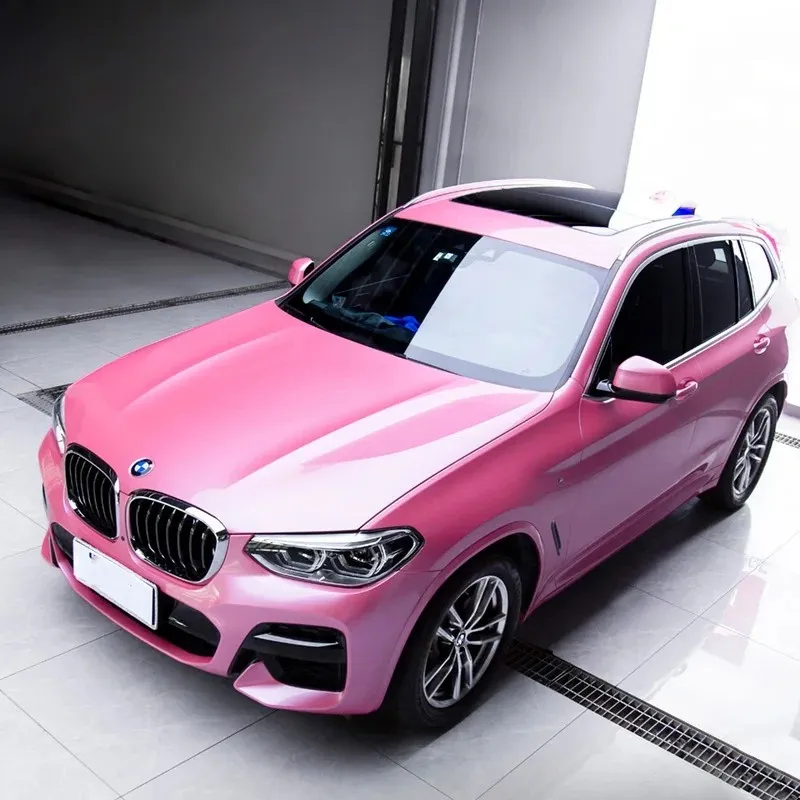 Glossy Metallic Shell Pink Car Vinyl Wrap PET
