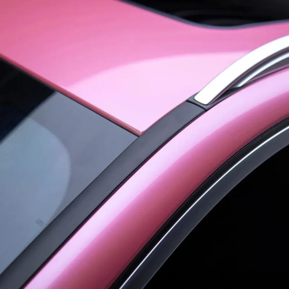 Glossy Metallic Shell Pink Car Vinyl Wrap PET