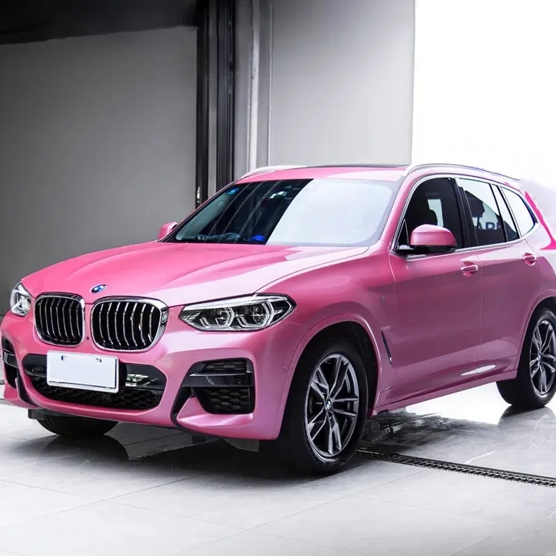 Glossy Metallic Shell Pink Car Vinyl Wrap PET