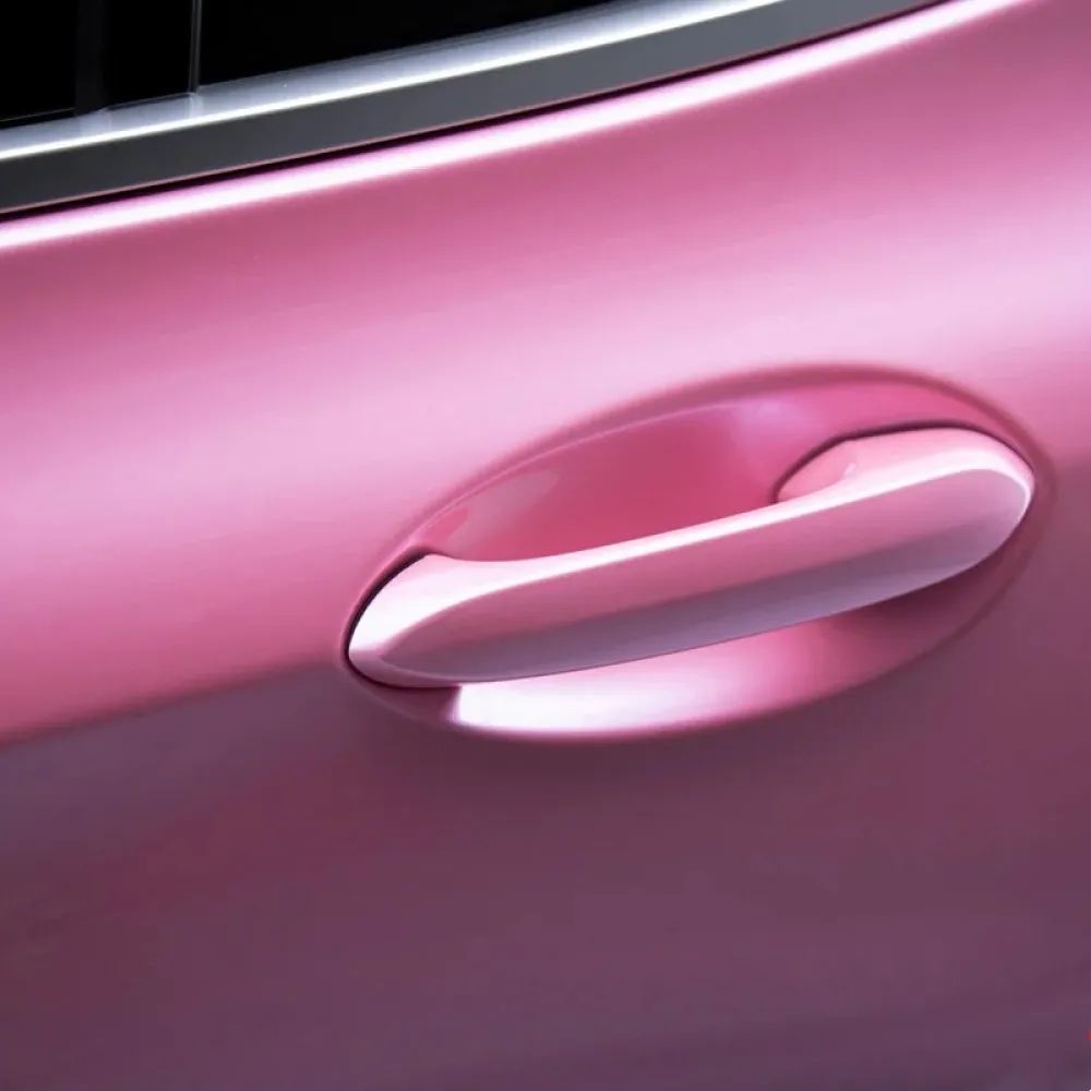 Glossy Metallic Shell Pink Car Vinyl Wrap PET