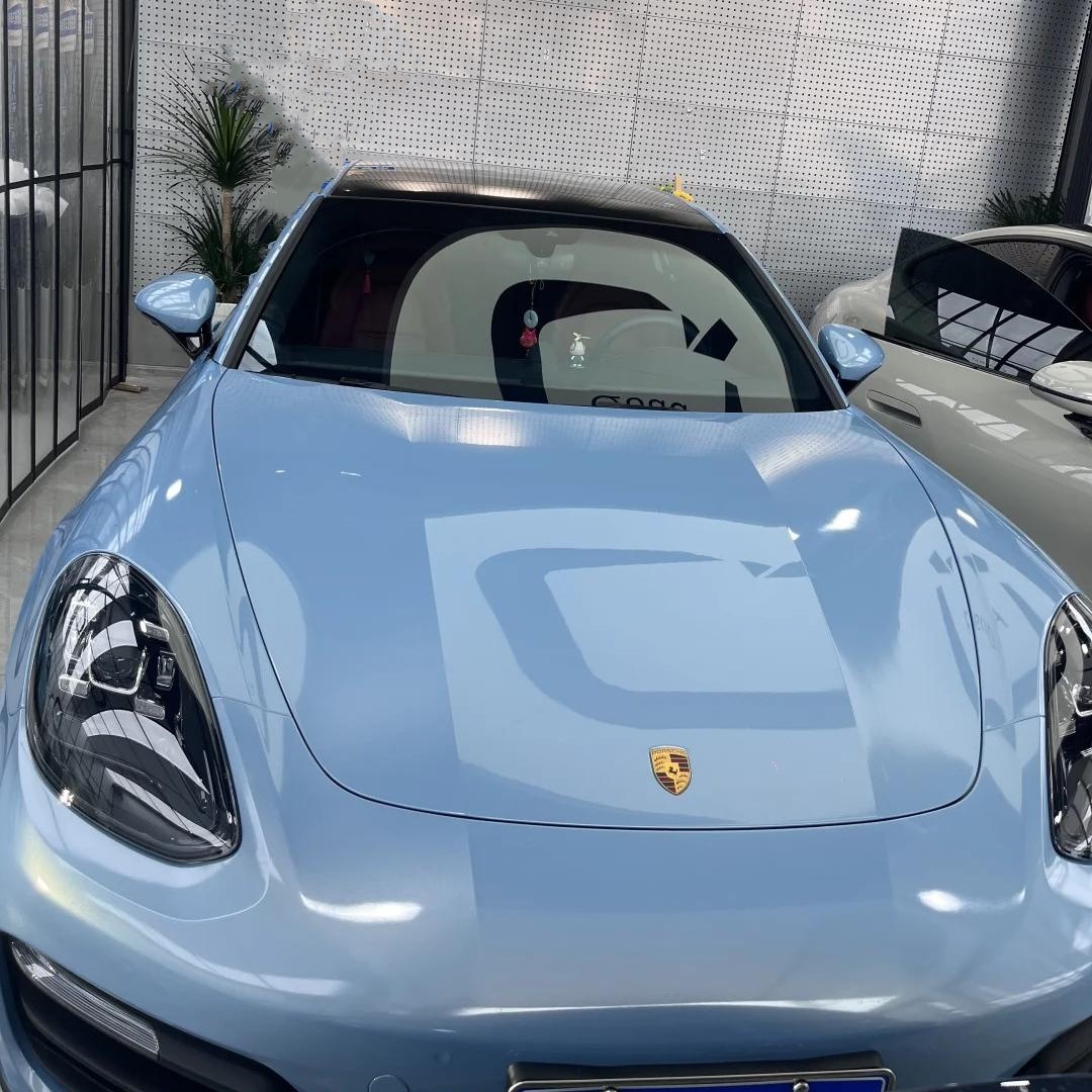 Gloss Metallic Porsche Ice Blue Car Vinyl Wrap PET