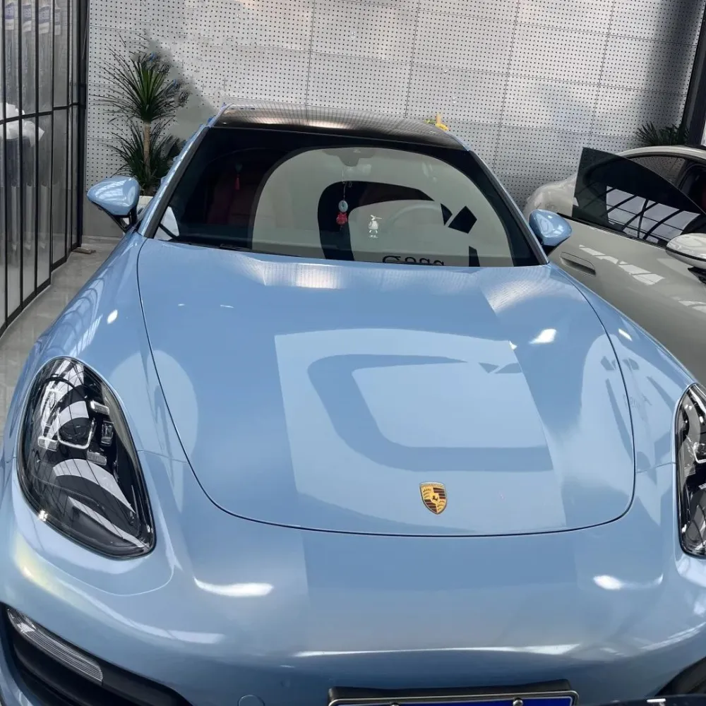 Gloss Metallic Ice Blue Car Vinyl Wrap PET