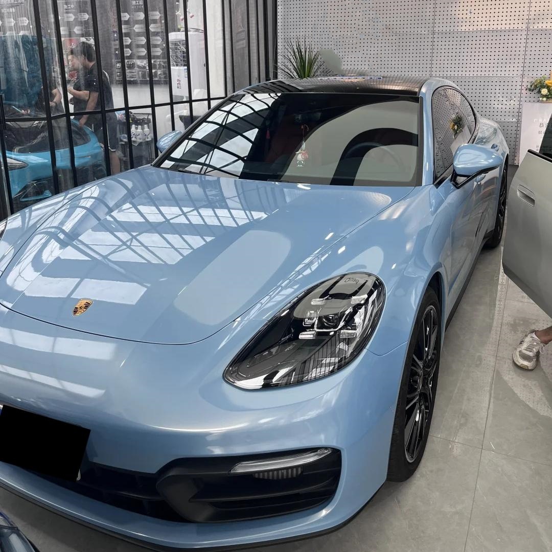 Gloss Metallic Porsche Ice Blue Car Vinyl Wrap PET