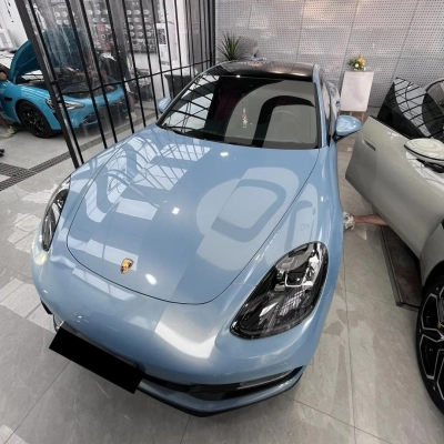 Gloss Metallic Porsche Ice Blue Car Vinyl Wrap PET 02