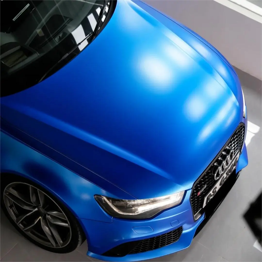 Matte Metallic Azure Blue Car Vinyl Wrap
