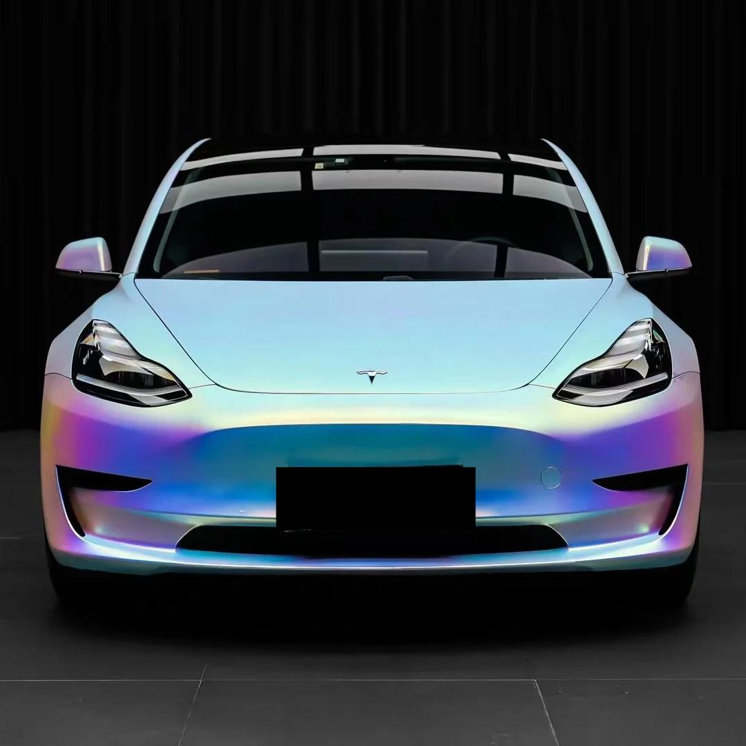 Matte White Holographic Chrome Car Vinyl Wrap