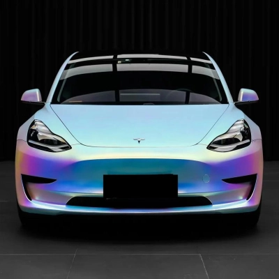 Matte White Holographic Chrome Car Vinyl Wrap 02