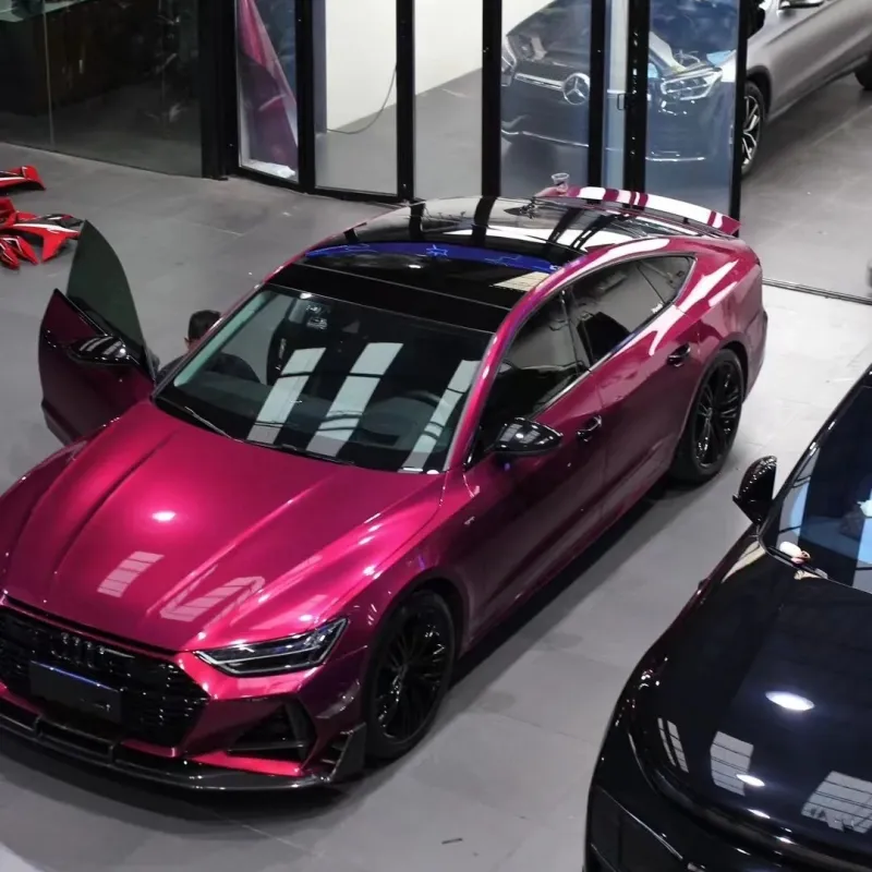 Gloss Metallic Pagoda Red Car Vinyl Wrap PET