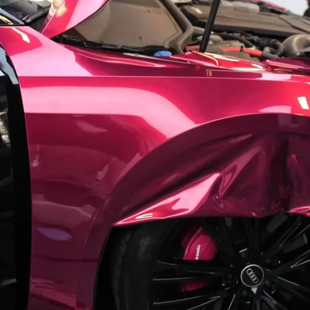 Gloss Metallic Pagoda Red Car Vinyl Wrap PET