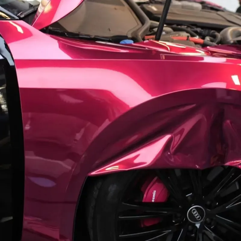 Gloss Metallic Pagoda Red Car Vinyl Wrap PET