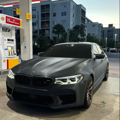 Matte Metallic Brushed Black Car Vinyl Wrap 02