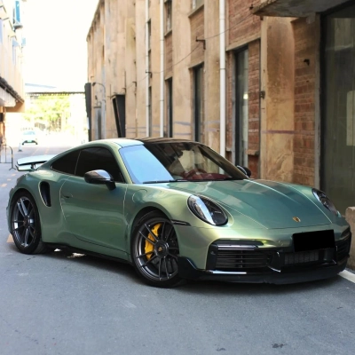 Gloss Chameleon Color Shift  Urban Bamboo Car Vinyl Wrap PET Porsche 02
