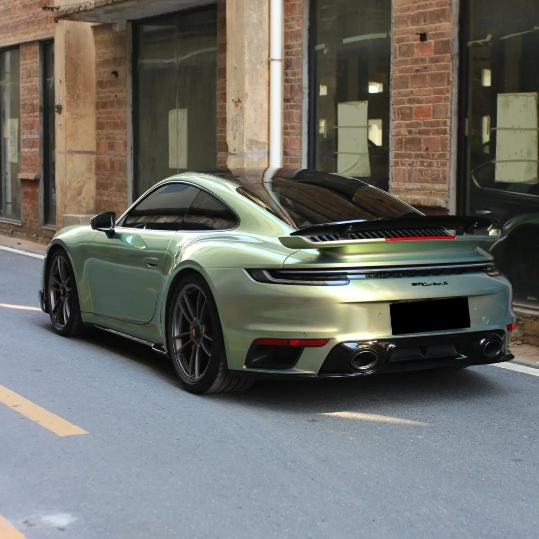 Gloss Chameleon Color Shift  Urban Bamboo Car Vinyl Wrap PET Porsche