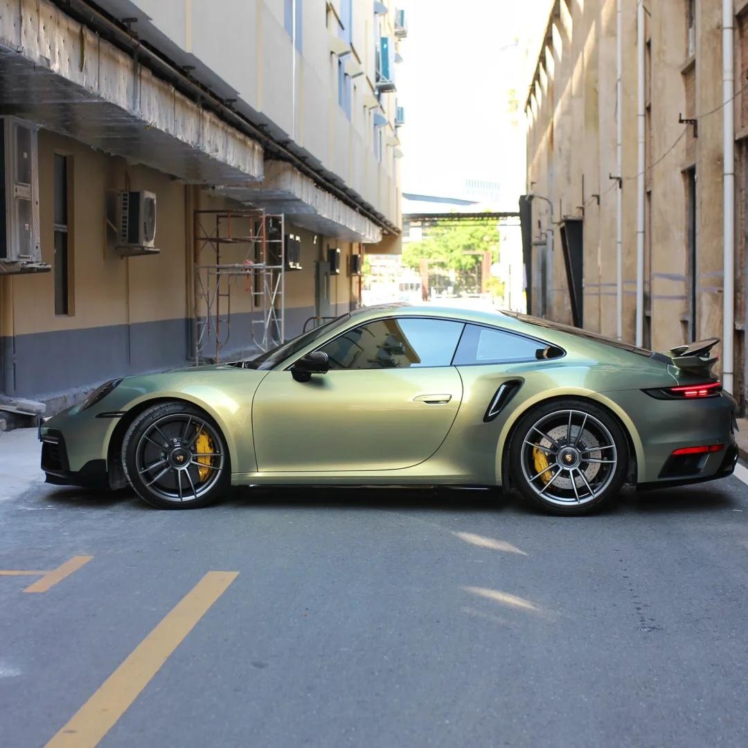Gloss Chameleon Color Shift  Urban Bamboo Car Vinyl Wrap PET Porsche