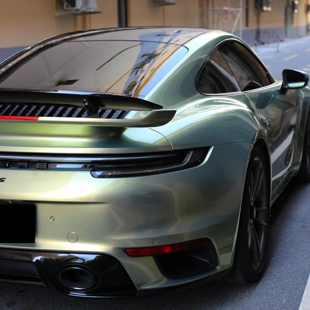 Gloss Chameleon Color Shift  Urban Bamboo Car Vinyl Wrap PET Porsche