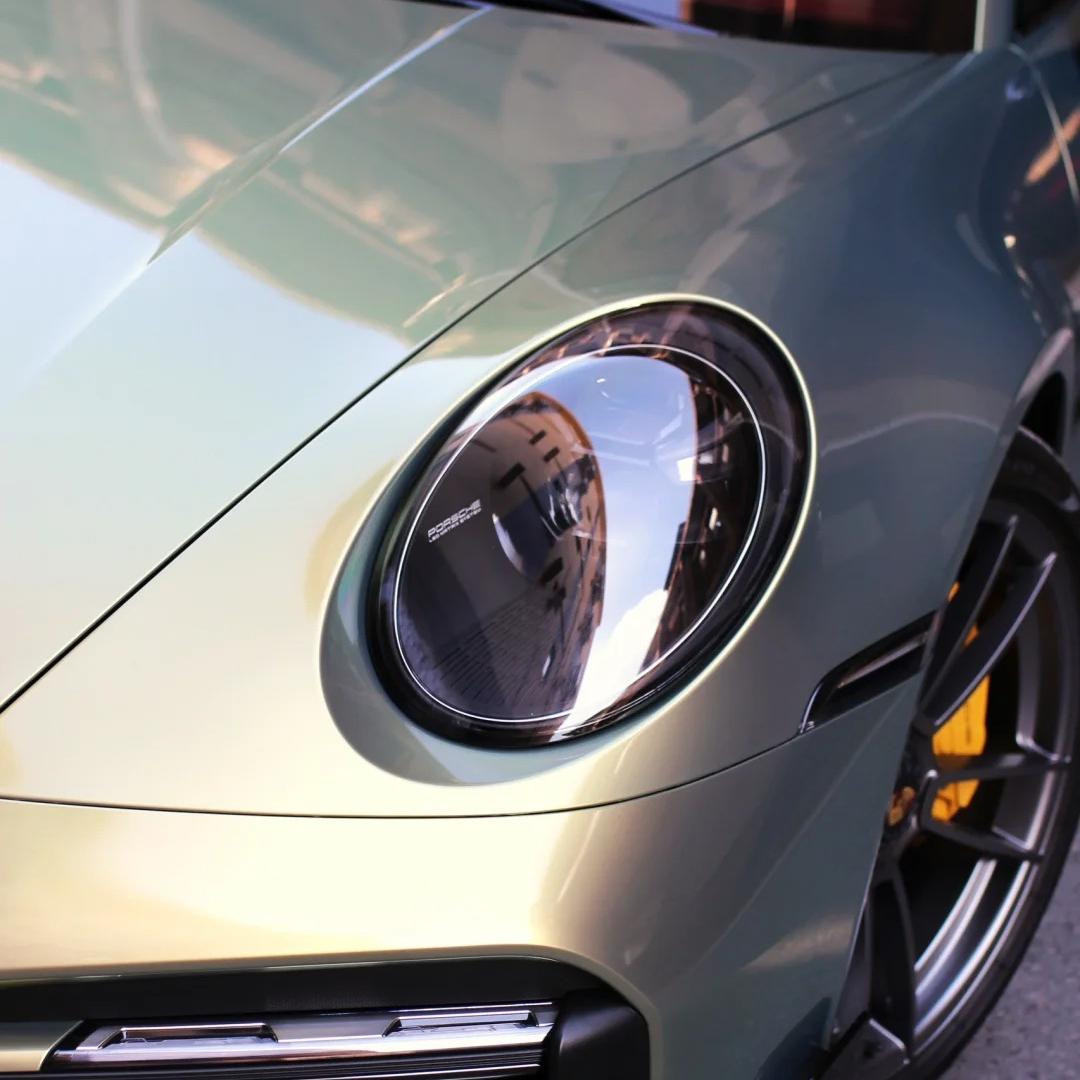 Gloss Chameleon Color Shift  Urban Bamboo Car Vinyl Wrap PET Porsche