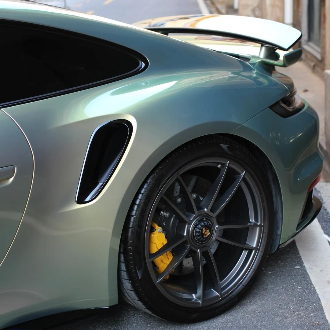 Gloss Chameleon Color Shift  Urban Bamboo Car Vinyl Wrap PET Porsche