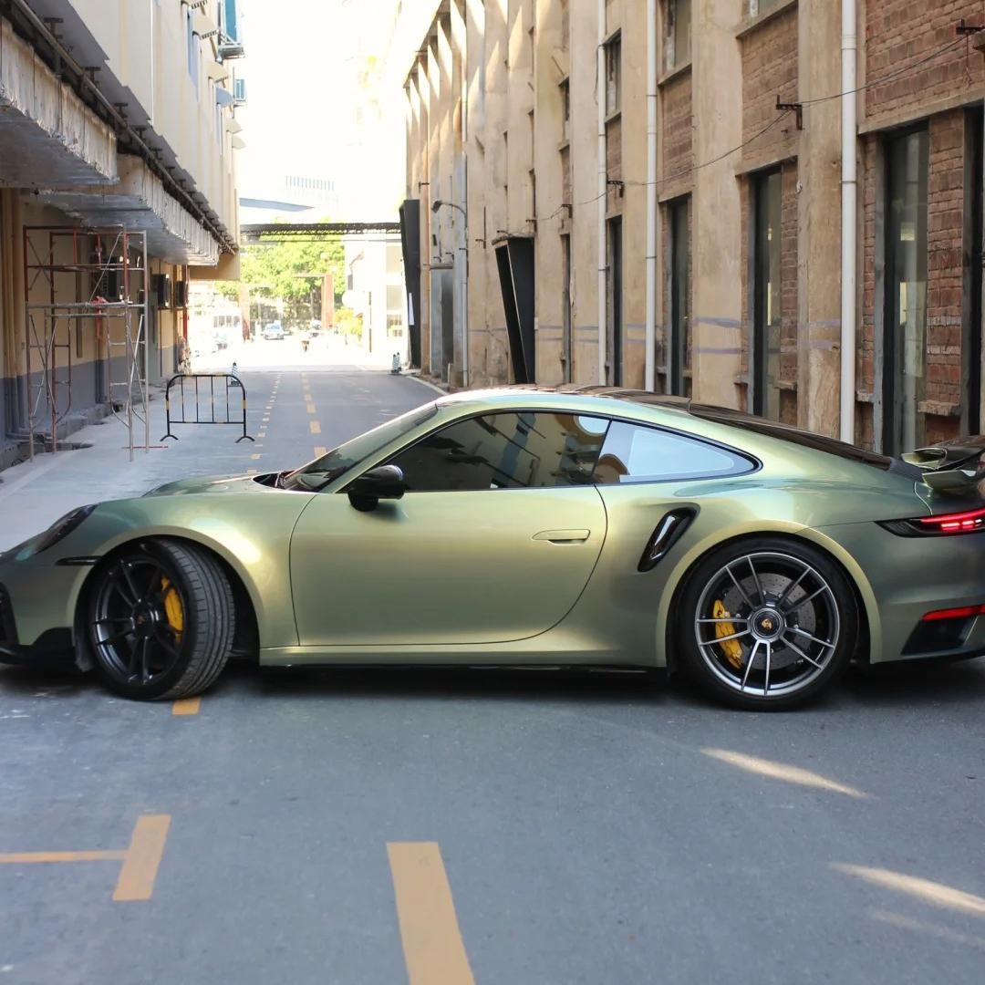 Gloss Chameleon Color Shift  Urban Bamboo Car Vinyl Wrap PET Porsche