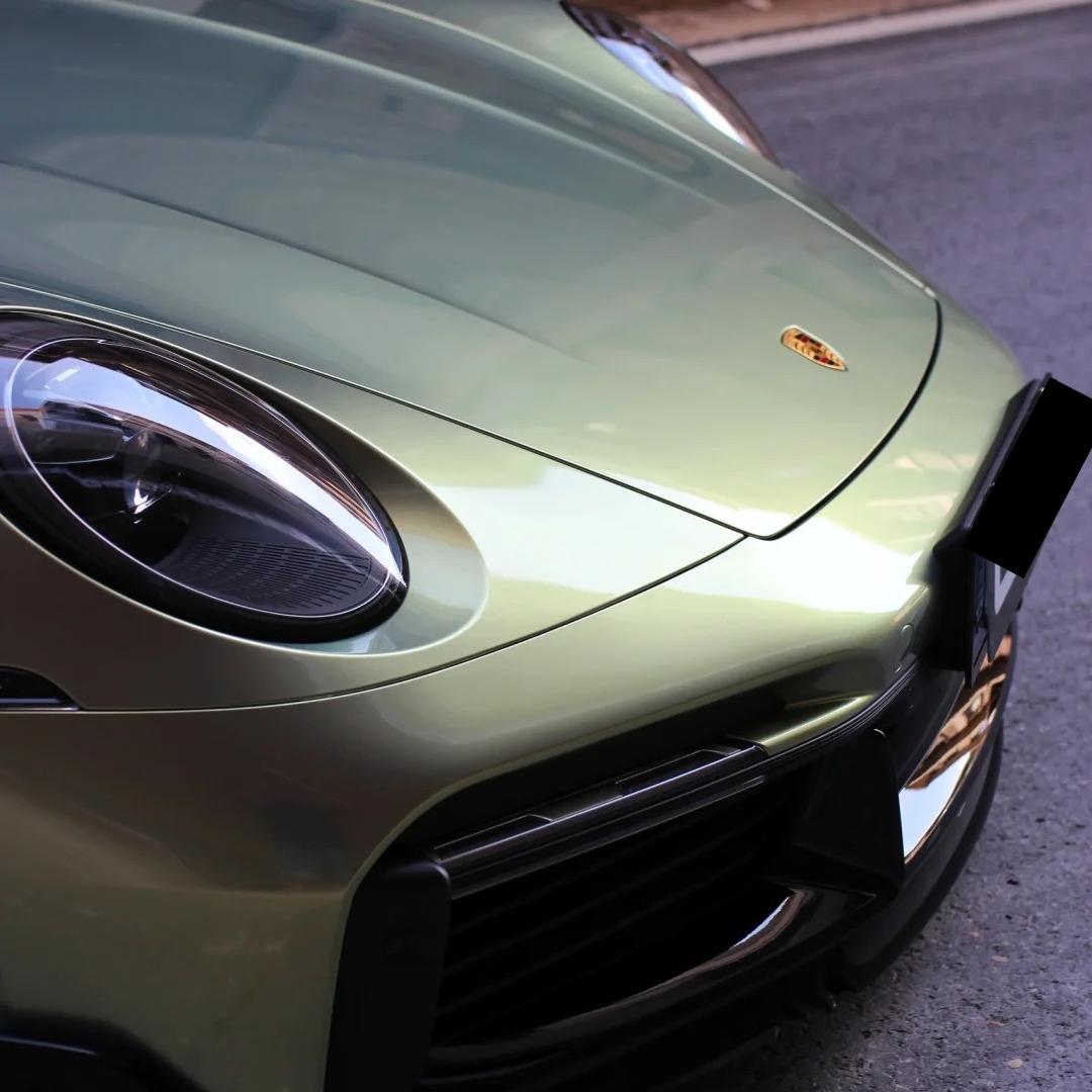 Gloss Chameleon Color Shift  Urban Bamboo Car Vinyl Wrap PET Porsche