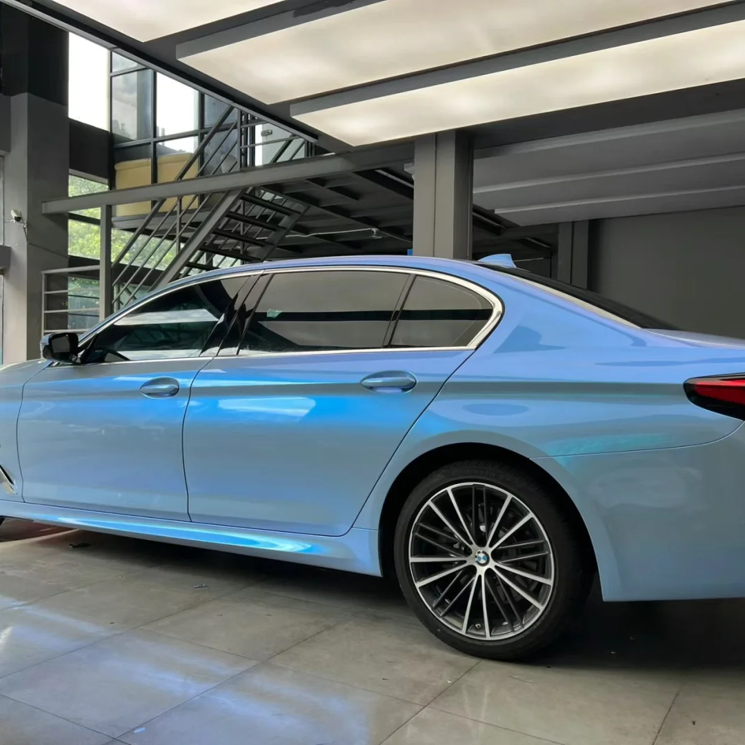 Gloss Metallic Chameleon Blue Grey Car Vinyl Wrap PET