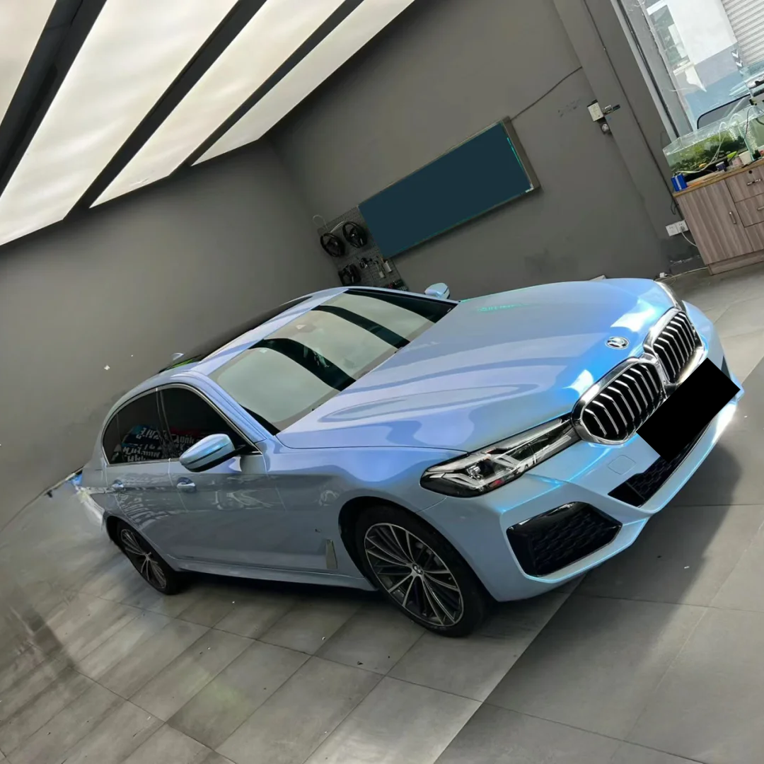 Gloss Metallic Chameleon Blue Grey Car Vinyl Wrap PET