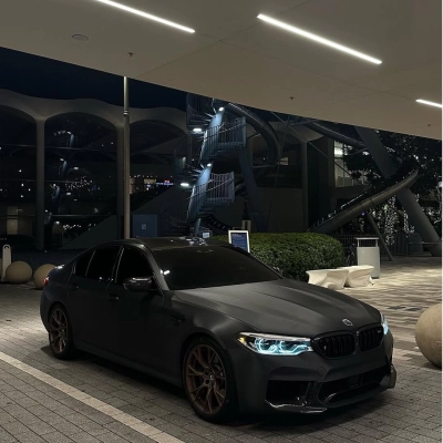 Matte Metallic Brushed Black Car Vinyl Wrap 02