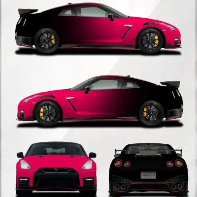 Aluko Matte Fluorescent Pink To Black Fade Custom Wrap 01