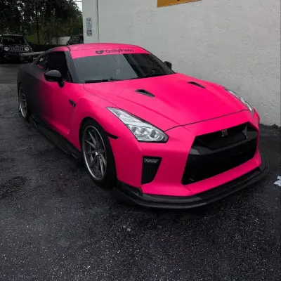 Aluko Matte Fluorescent Pink To Black Fade Custom Wrap 02