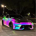Gloss Rainbow Holographic Chrome White Car Vinyl Wrap