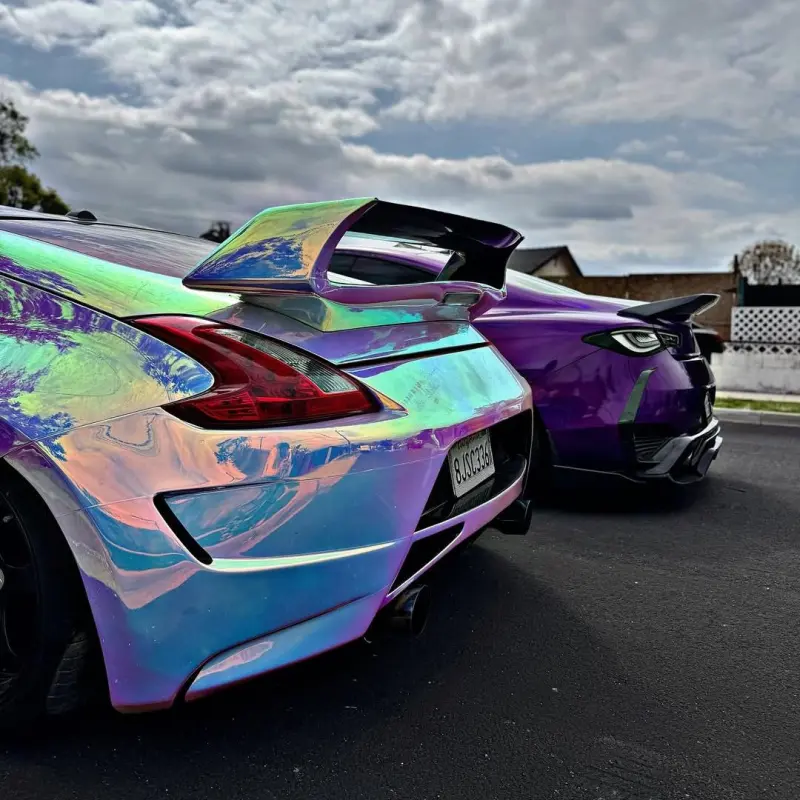 Gloss Rainbow Holographic Chrome White Car Vinyl Wrap