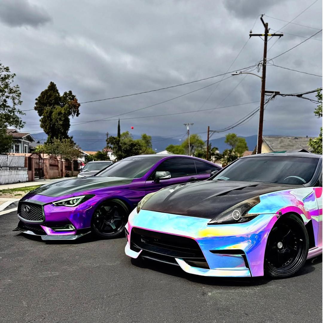 Gloss Rainbow Holographic Chrome White Car Vinyl Wrap