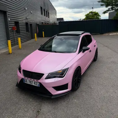 Matte Satin Bubblegum Pink Car Vinyl Wrap 02