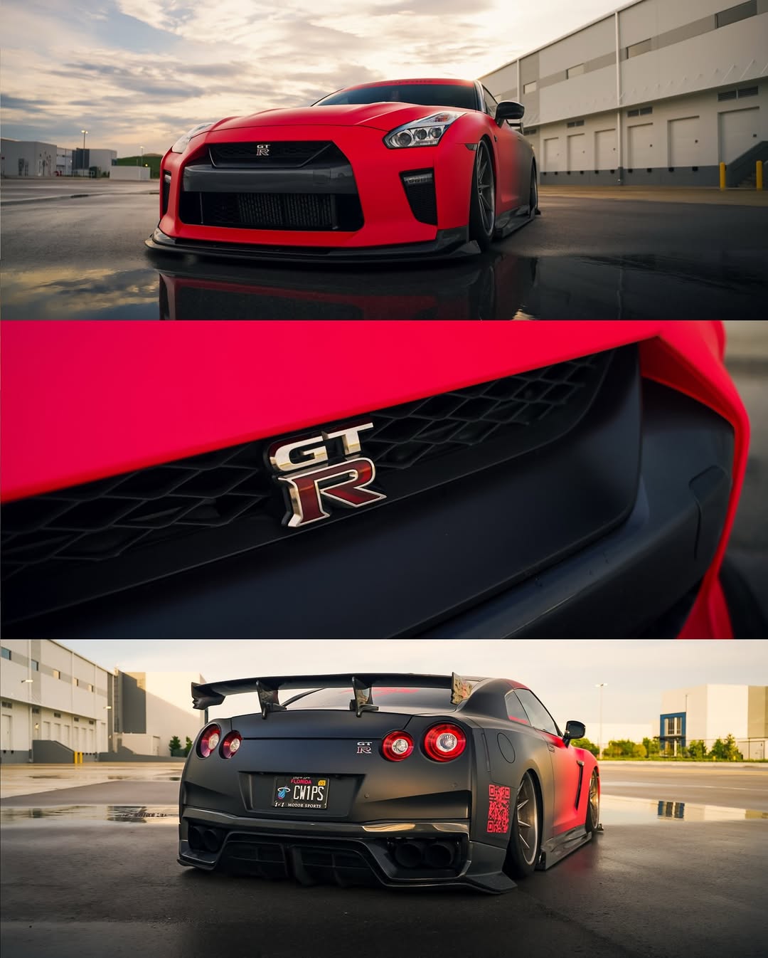 ALUKOVINYL Matte Fluorescent Pink To Black Gradient Custom Car Wrap 