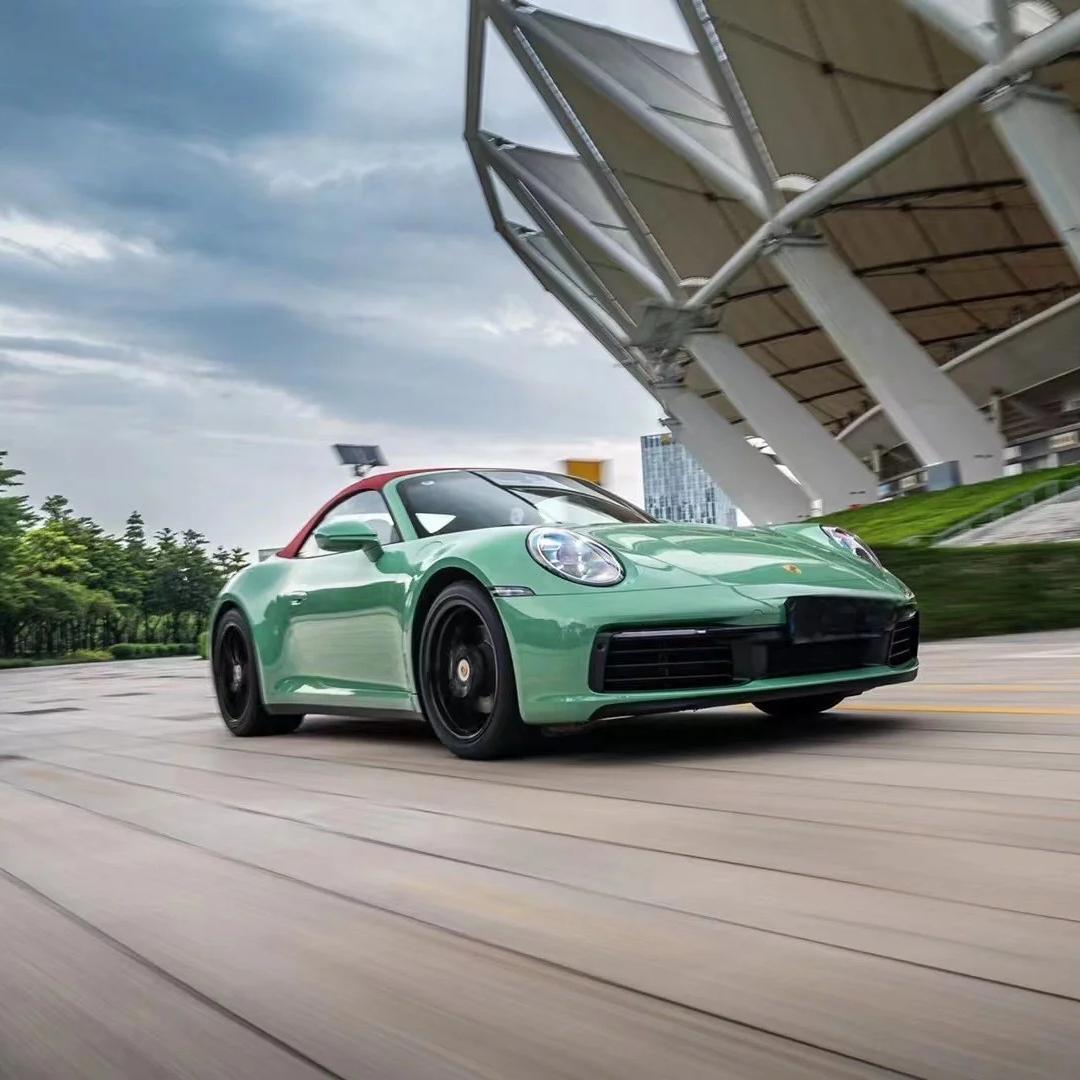 Gloss Porsche Weng Green Car Vinyl Wrap PET 