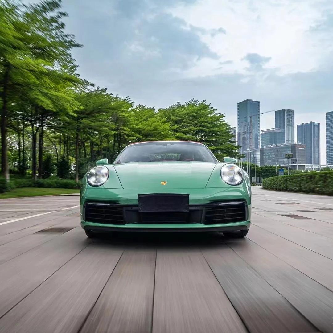 Gloss Porsche Weng Green Car Vinyl Wrap PET 