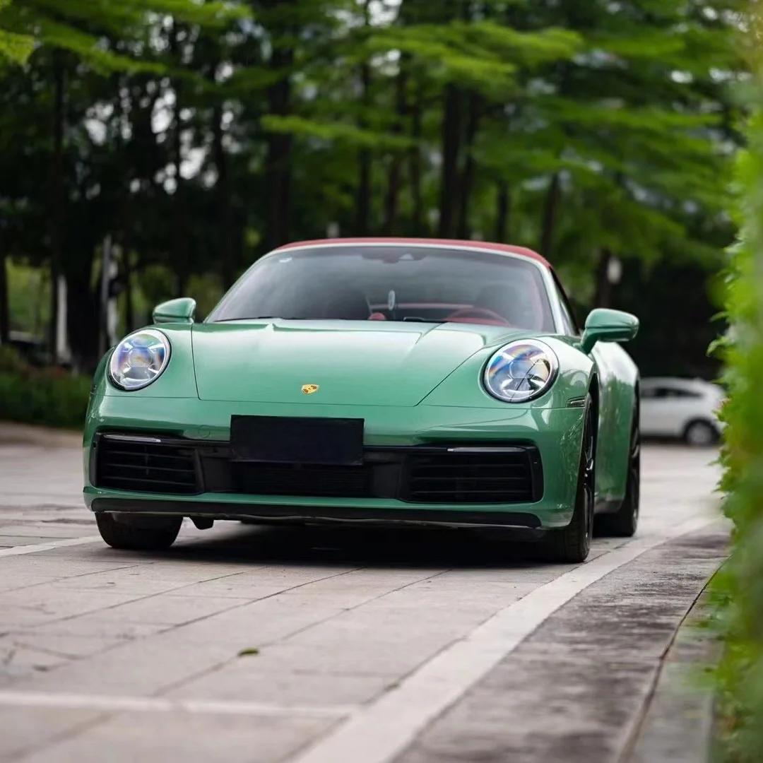 Gloss Porsche Weng Green Car Vinyl Wrap PET 