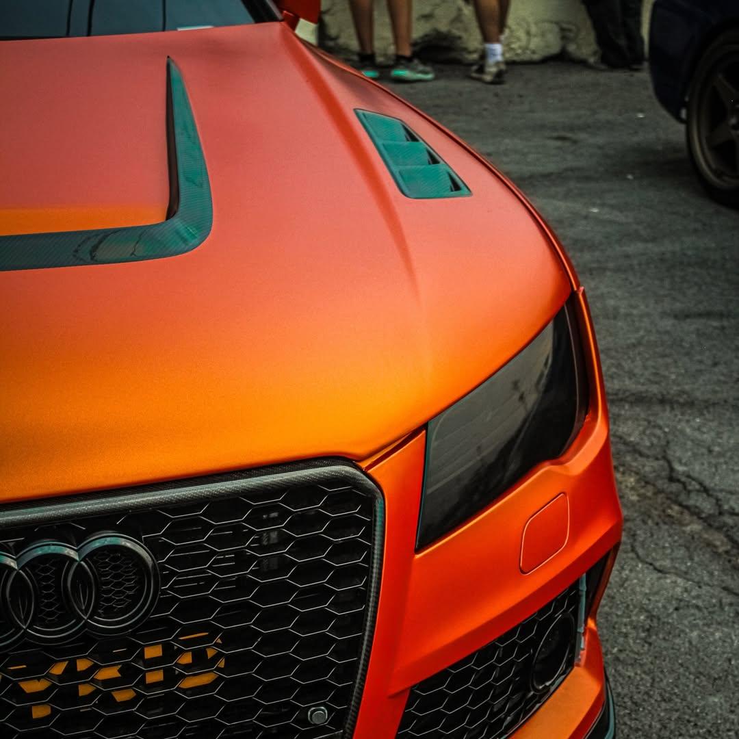 Ultimate Flat Matte Metallic Stunning Orange Car Vinyl Wrap PET