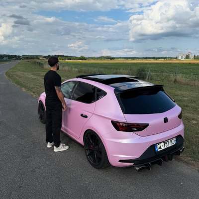 Matte Satin Bubblegum Pink Car Vinyl Wrap 02