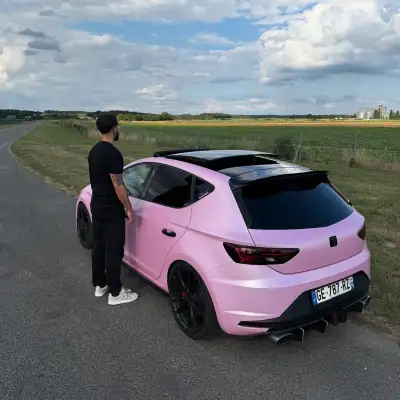 Matte Satin Bubblegum Pink Car Vinyl Wrap 02